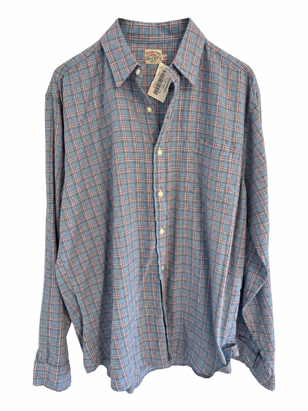 Faherty Blue Plaid Long Sleeve Button-Up Shirt Mens Large NWT